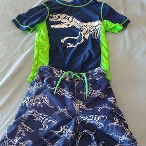 Carter's dinosaur swimsuit and rashguard